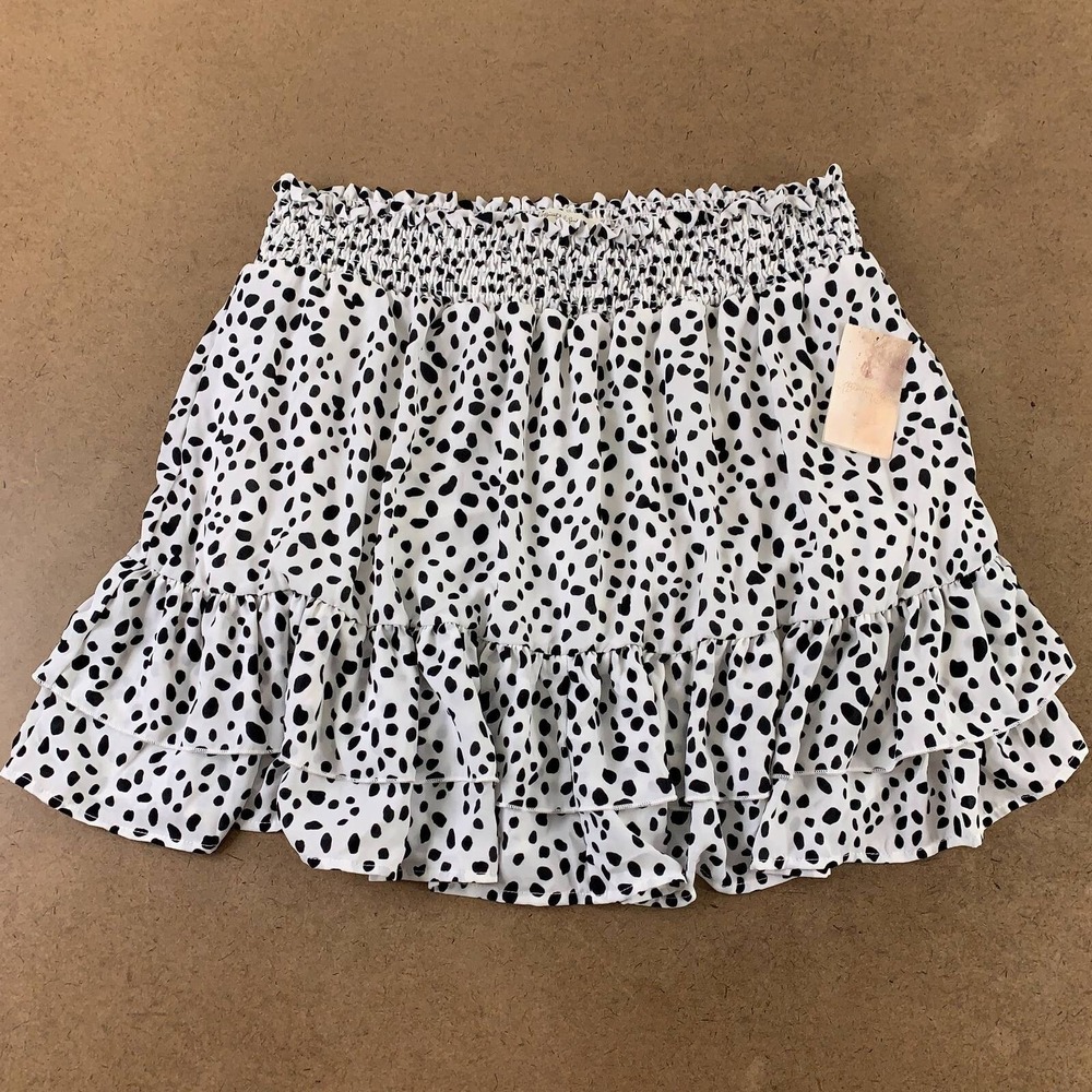 A Beautiful Soul Womens Tiered Skirt White Mini Elastic Waist Ruffles USA 18 New